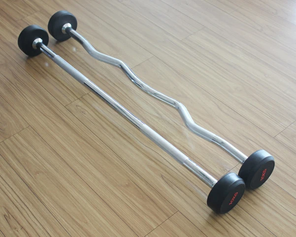 body building Fixed Straight Rubber Barbell
