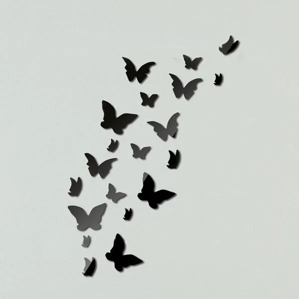 3D Design Butterfly Acrylic Wall Sticker Art Fashion Mirror Wall Sticker