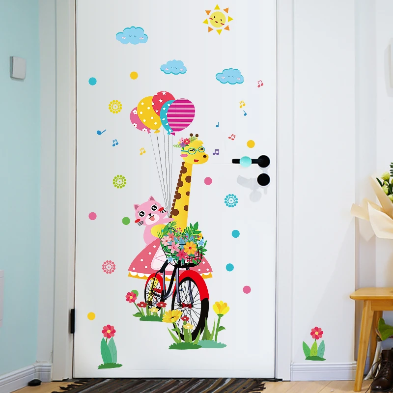 
Giraffe cat window PVC sticker kids room decor 3d wall stickers door wall sticker 