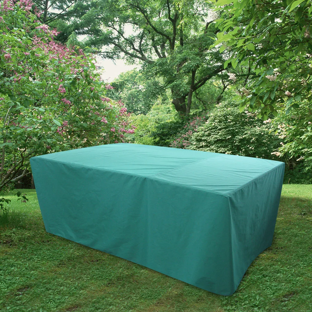 Custom Size Waterproof UV Protective Outdoor Garden Patio Furniture Cover Green Color Rectangular Table Cover