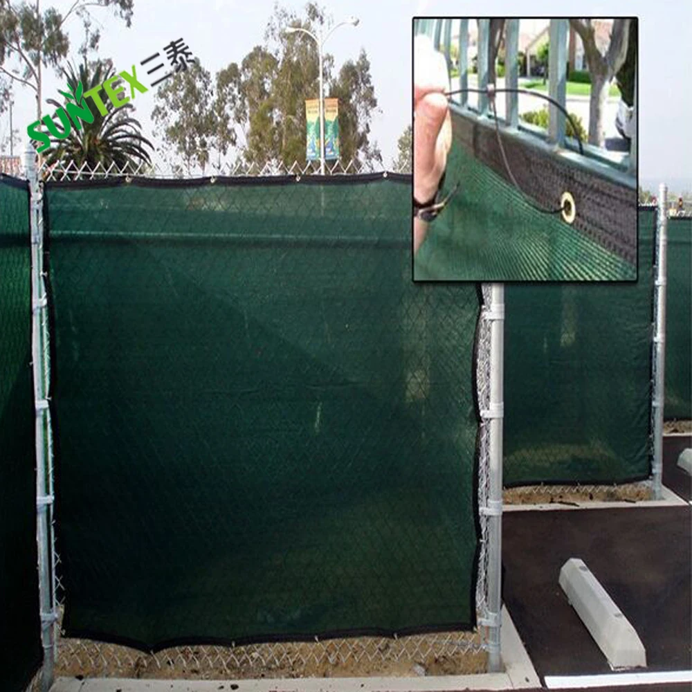 HDPE Dark Green Privacy Protection Fence Screen with Grommets, 2*10m 2*15m Tennis Court Windproof Screen