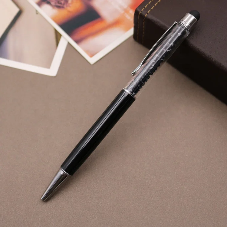custom logo 2in 1 Crystal pen Diamond ball point pens with touch screen