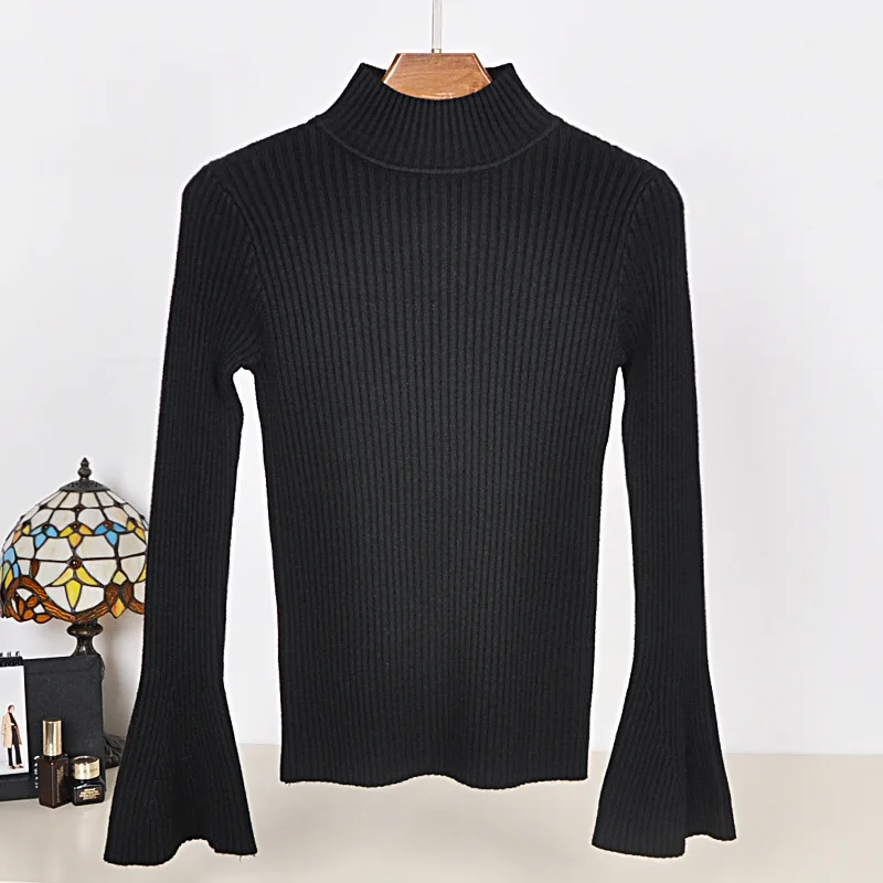 
or10705h Autumn winter pure color womans knit wear lady half collar pullover sweater 