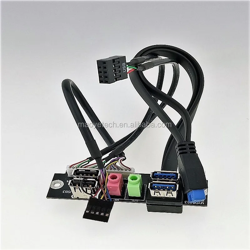 Dual USB2.0 + USB3.0 + HD I/O Audio Port PC Computer Case Front Panel Cable For Video Game Player