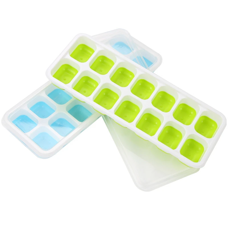 Amazon Top Selling LFGB Certified Silicone PP 14 Ice Cube Trays with Removable Lid