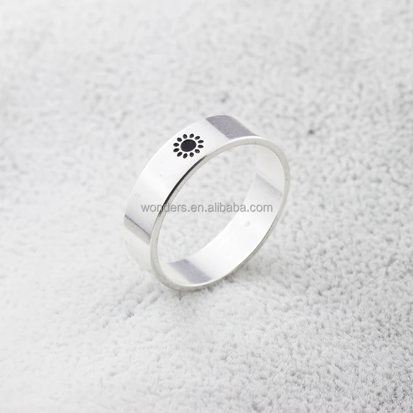 Steel Fashion Engrave Sun Moon Women Wedding Set Rings Jewelry