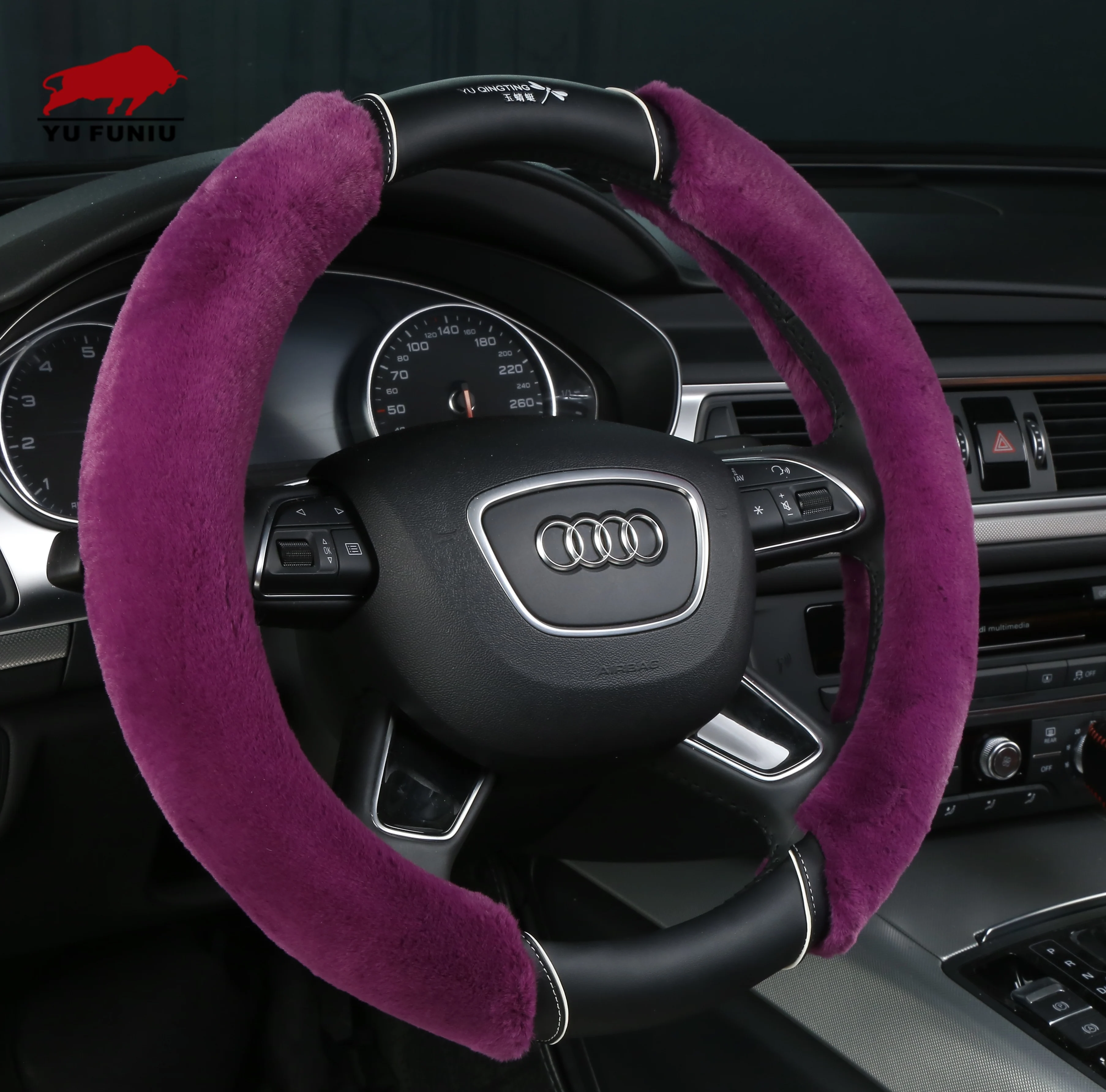 Lixian  comfortable plush wool car steering wheel cover winter plush car cover auto supplies