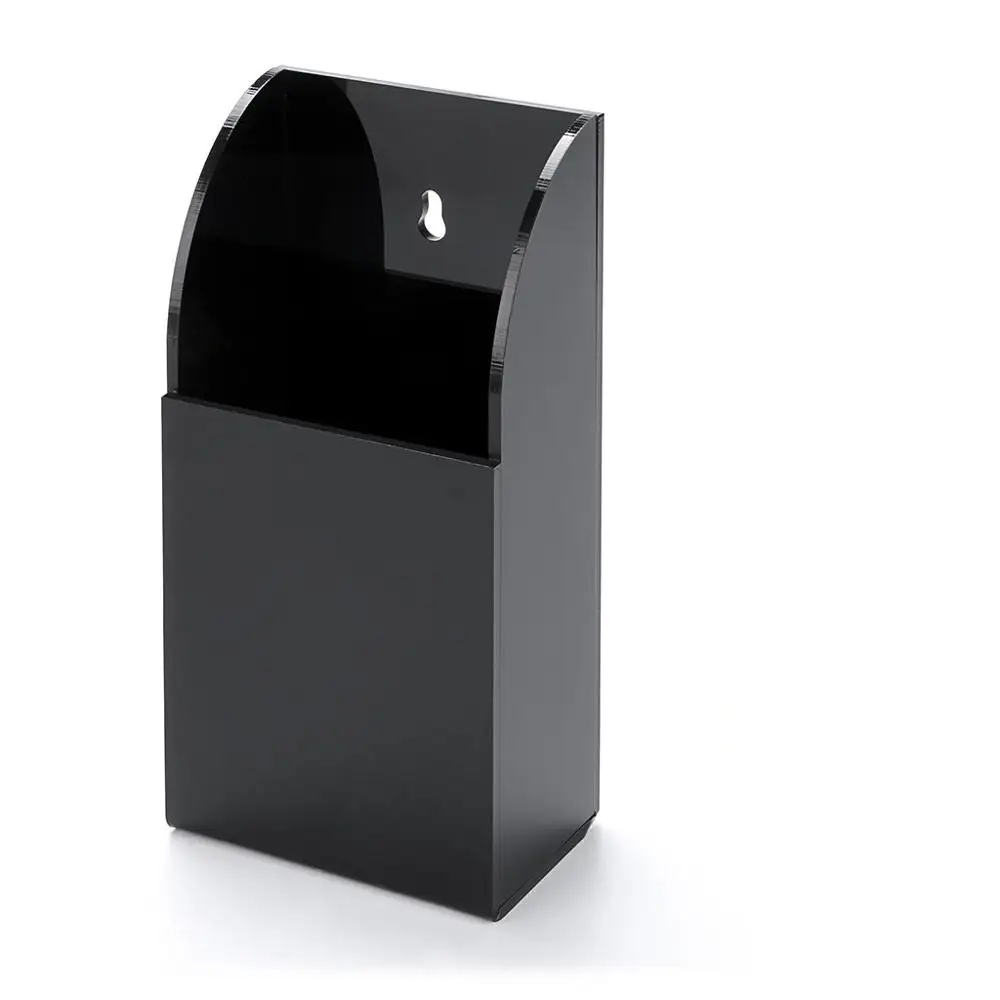 Black Acrylic Media Organizer Storage Box Wall Mount Remote Control Holder