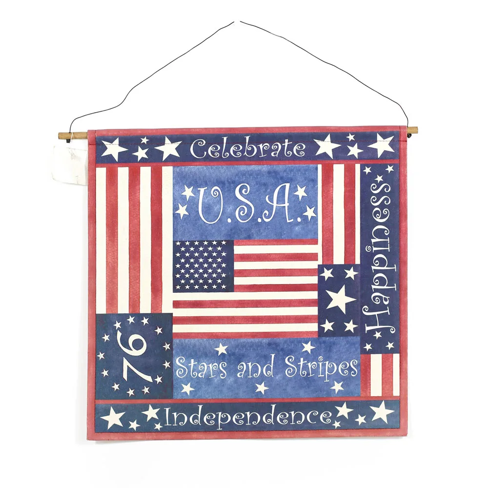 Wholesale 4th July Decoration American Canvas Hanging Flag (60757487963)