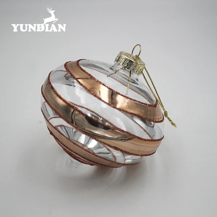 Factory Custom Christmas Tree Ornaments Onion Shaped Clear Glass Ball Baubles For Holiday Gift and Decoration