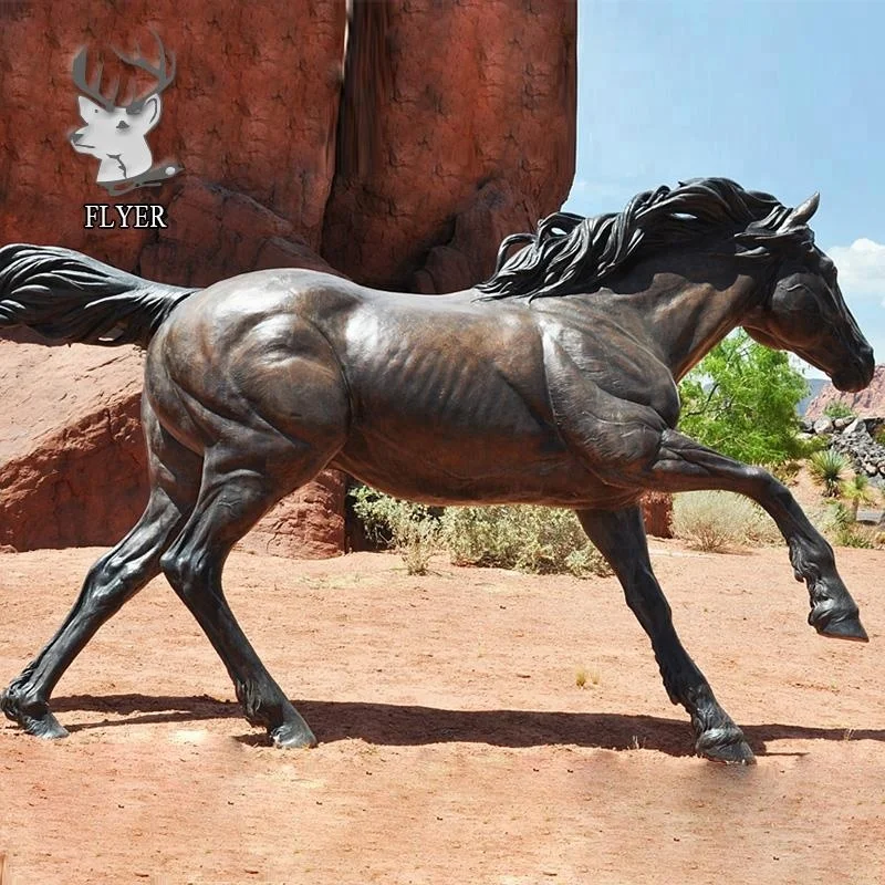 Outdoor animal statue life size fiberglass running horse statue