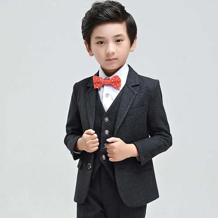 
Designer Black Coat And Pants Boys Formal Suit 