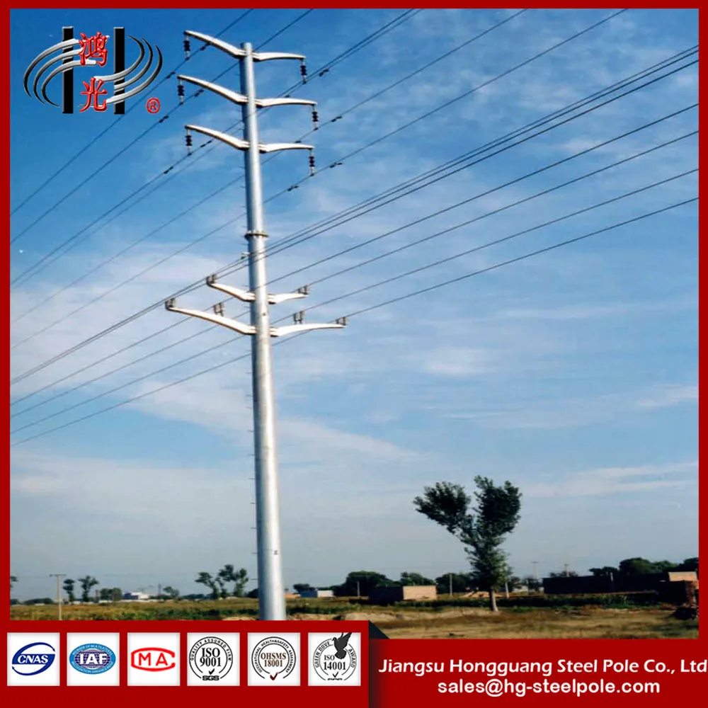 galvanized steel power transmission line monopole tower