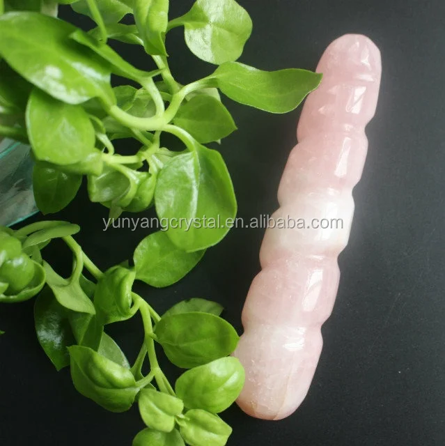 Natural spiral rose quartz crystal dildo massage stick wand points for beauty care scraper board
