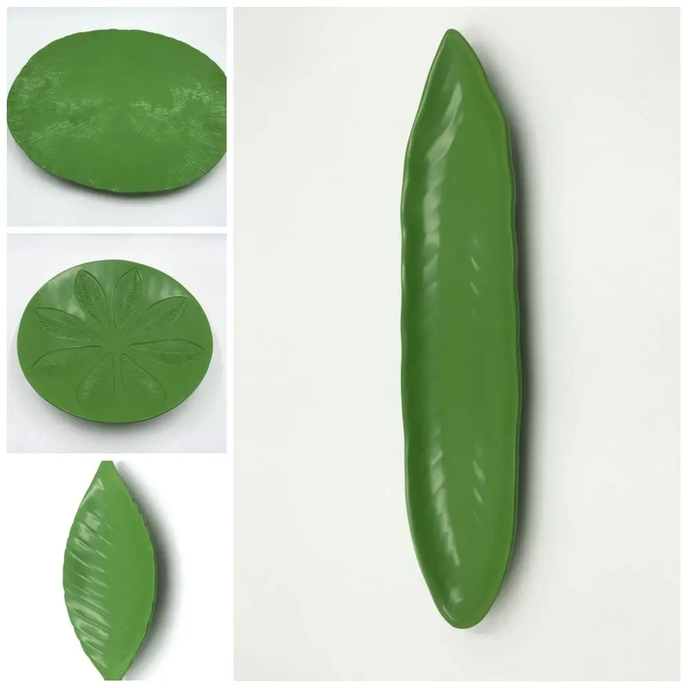 Dactory Price Green Leaf Shape Resin Plate Dish Resin Plate Set and Salad Dish
