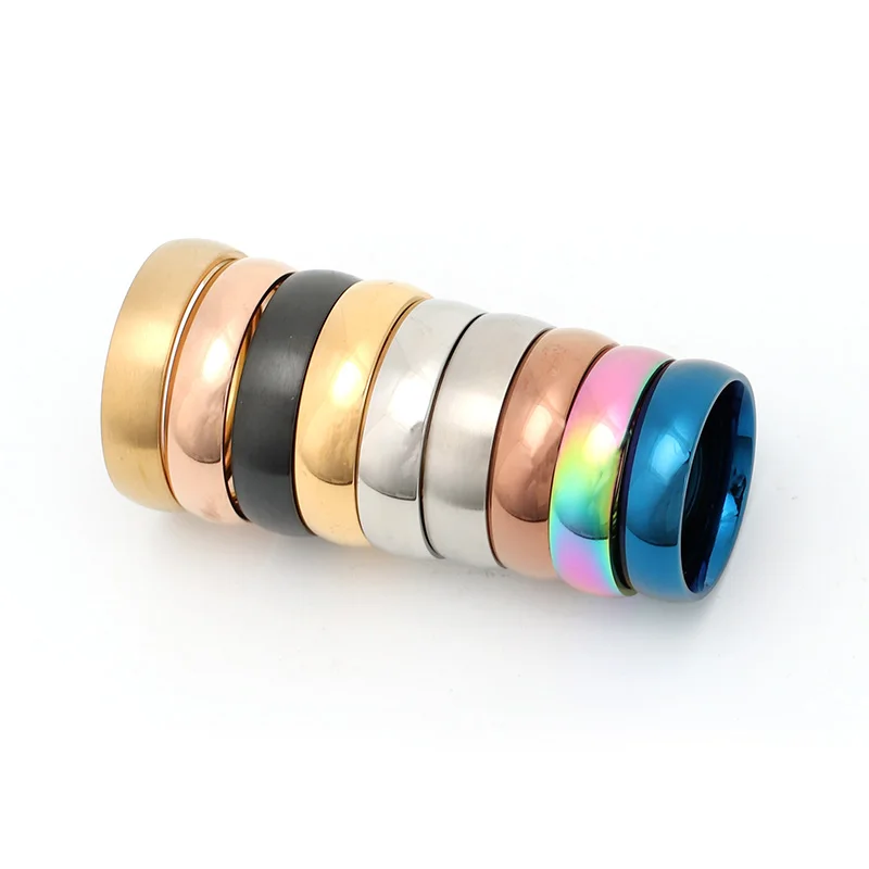 6MM Width Blue Color Fashion Stainless Steel Ring