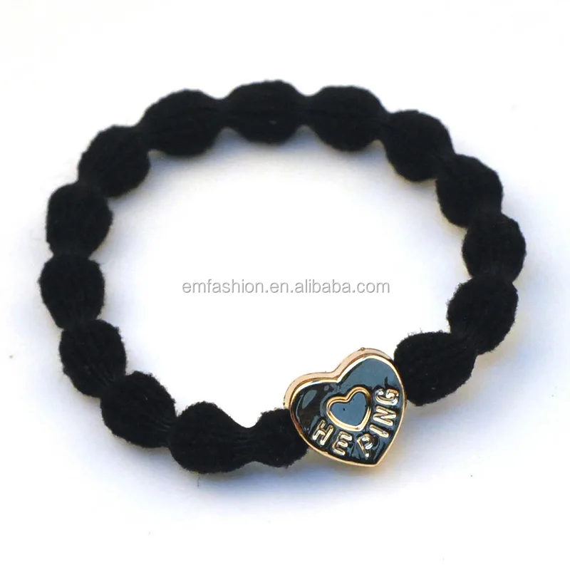 Wholesale Gold Star Heart Bead Strong Elastic Bamboo Nylon Hair Band