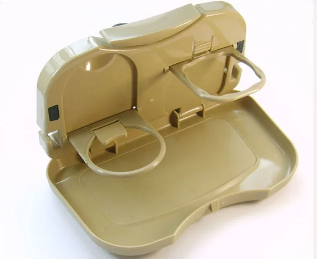 Auto Beige Plastic Folding Back Seat Table Drink Car Food Tray