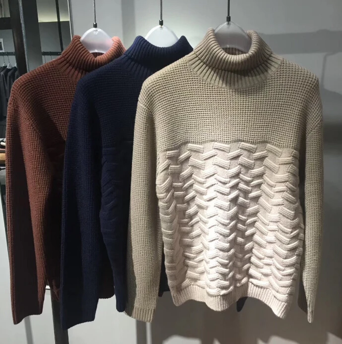 men pullover long sleeve knit sweater turtle neck winter fashion loose casual sweaters