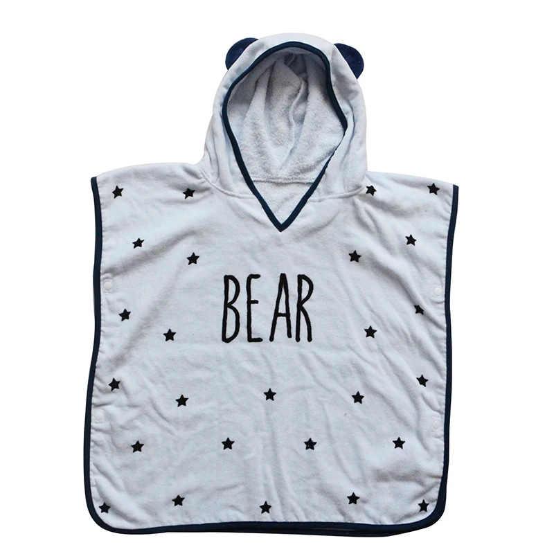 character custom Digital Print terry cartoon poncho towels for kids clothes