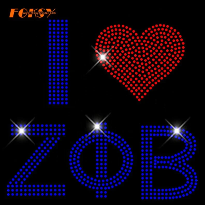 Custom Zeta Phi Beta Iron on Rhinestone Transfer Design for T-shirt