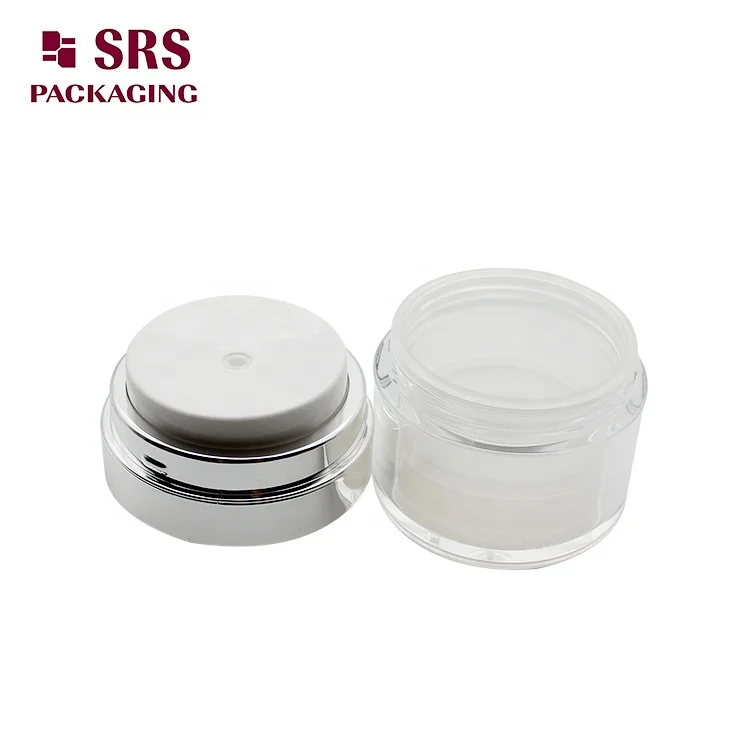 SRS empty 15ml 30ml 50ml round shape clear cosmetic acrylic airless jar