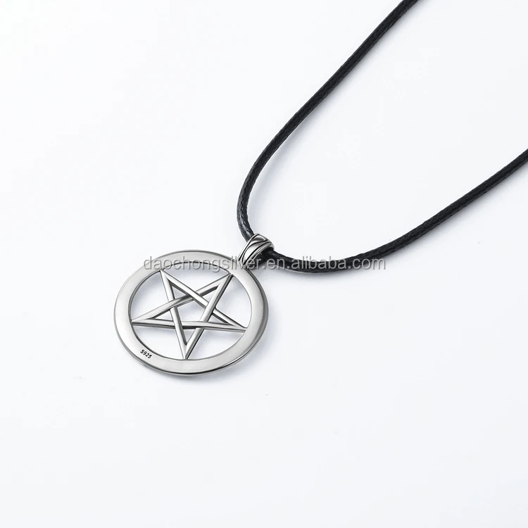 Pentagram Necklaces Seal of Solomon Sterling Silver Jewelry Necklace For Men