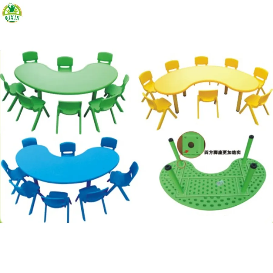 factory moon table cheap kids furniture market in china wholesale kindergarten decorations childcare plastic tables and chairs