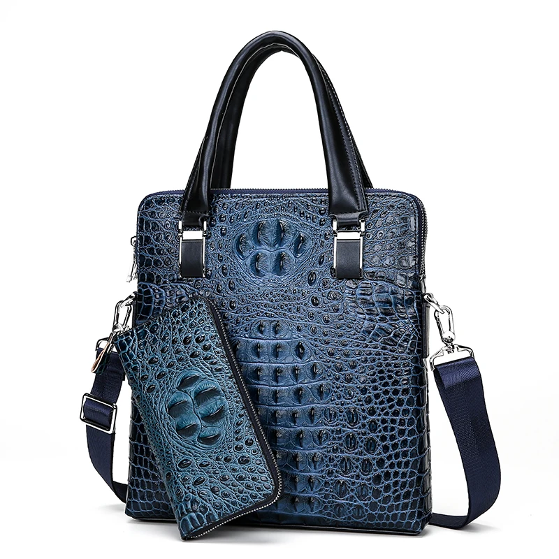 
Flap Alligator Pattern Black Brown Unique Cross Body Messenger Bag for Men 