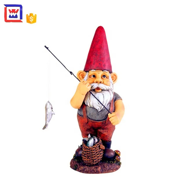 Fishing Gnome Life Size Garden Statues For Sales