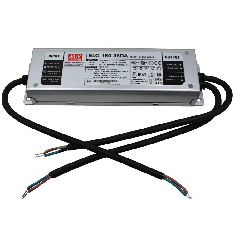 Meanwell ELG-150-36 150W 36V 3.57A Waterproof DALI Dimming LED Driver for LED Grow Light