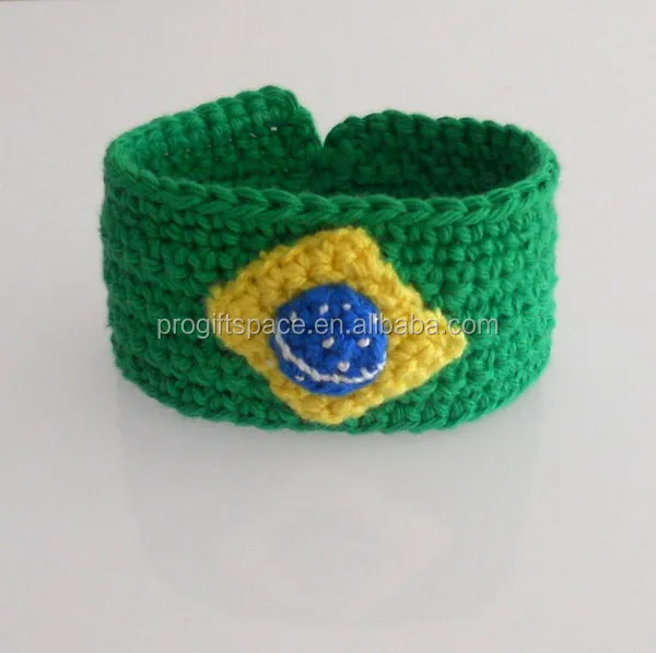 
2018 Hot new bestselling product wholesale alibaba Brazil flag crochet bracelet in green and yellow made in China 