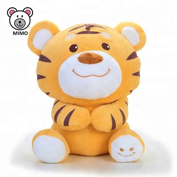 Kids Cartoon Smile Tiger Plush Toy With Embroider LOGO Personalized Custom New Cute Stuffed Animal Plush Baby Soft Tiger Toy