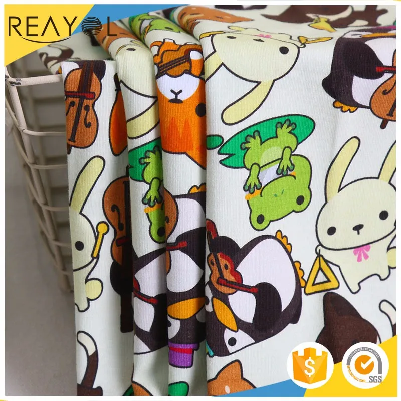 Selling  95% cotton 5% spandex fabric animal custom digital printing cotton jersey fabric for dress
