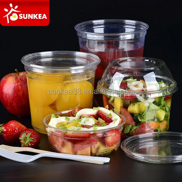 Slice fruit vegetable salad clear plastic tub with lid