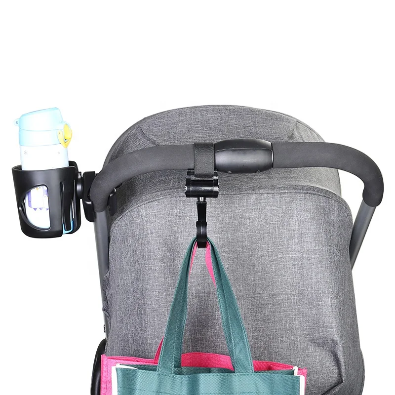 Portable Adjustable Multi-Functional ABS Black Baby Stroller Pram Hook Cup Holder