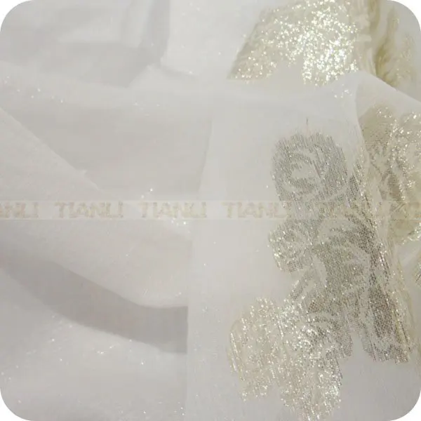 
No MOQ Silk Floral jacquard metallic silk crepe 