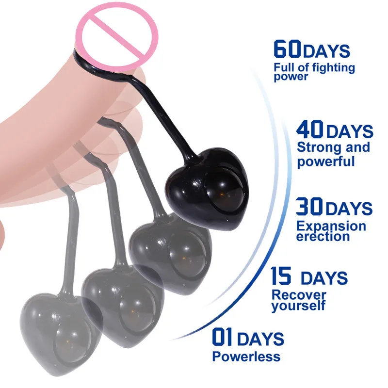 Male  Cock Stretcher Dumbbell Penis Weight Ring with 4 Wights