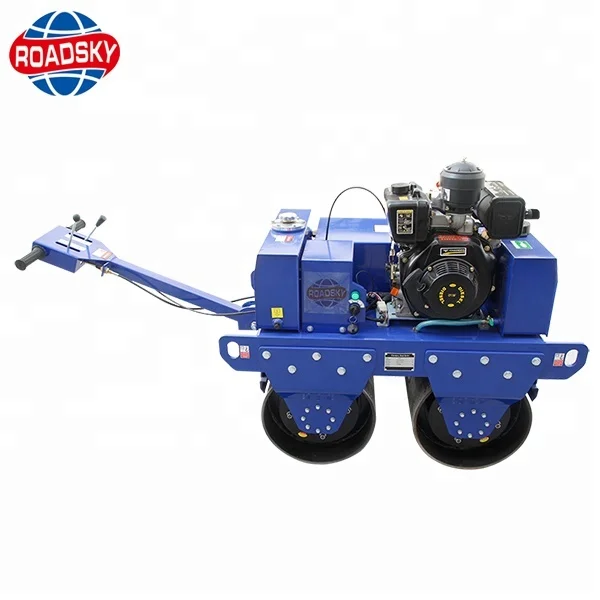 walk behind double drum asphalt road mini vibrator roller
