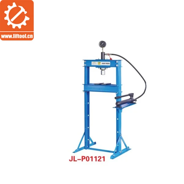 Double pump air pneumatic hydraulic 10 ton shop press with gauge