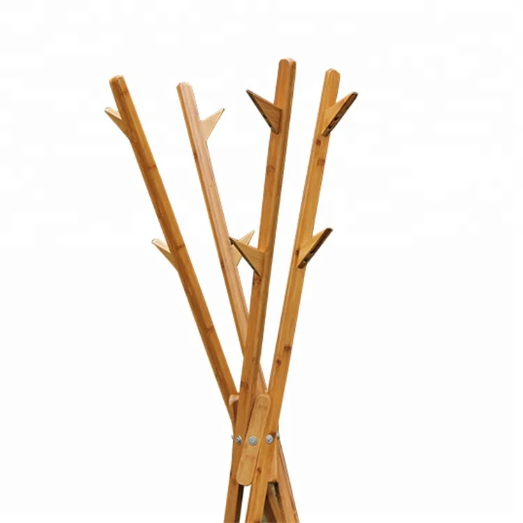 Bamboo clothes tree hanger coat rack