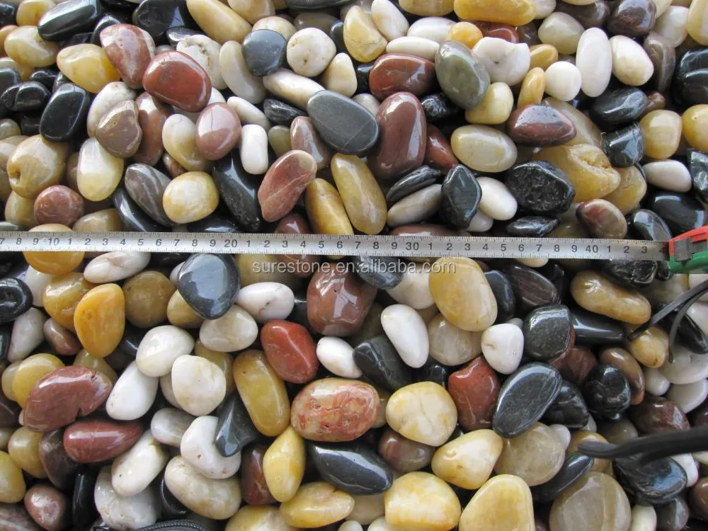 Natural multicolor mixed color polished pebbles river rock stone for aquarium landscaping
