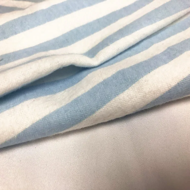 Wholesale 100% cotton blue white stripes flannel printed fabric