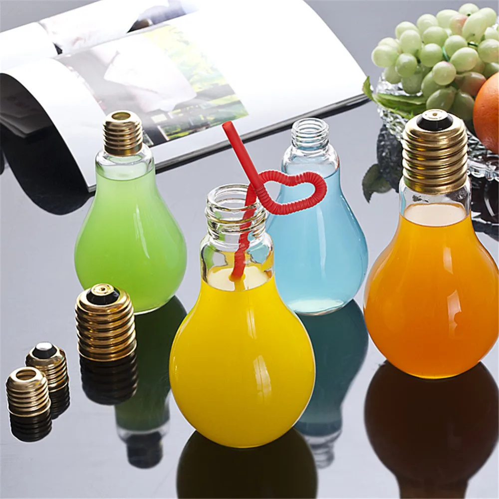 BPA free milk juice portable mini plastic light bulb bottle,bulb bottle plastic