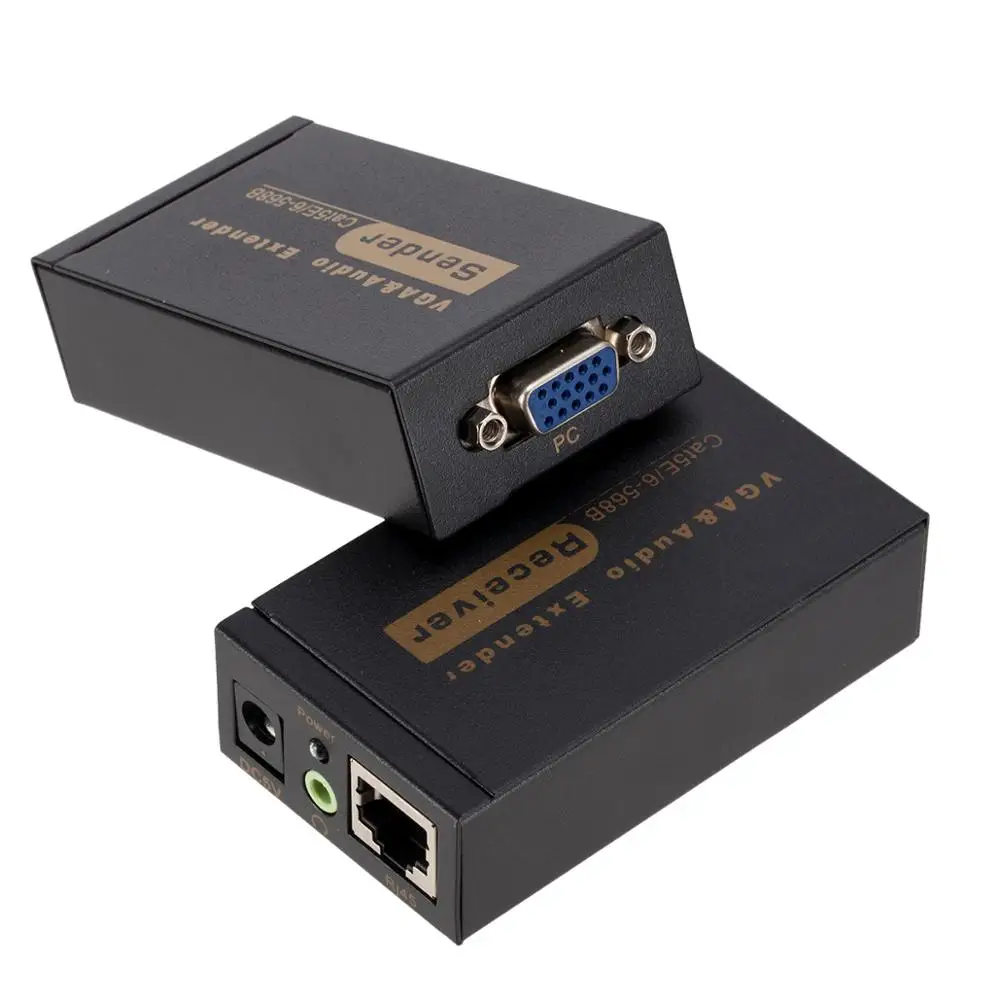 100m HD 1080P VGA UTP Extender 1x1 Splitter with 3.5mm Audio RJ45/cat5e/6 ethernet cable for projector HDTV PC VE100