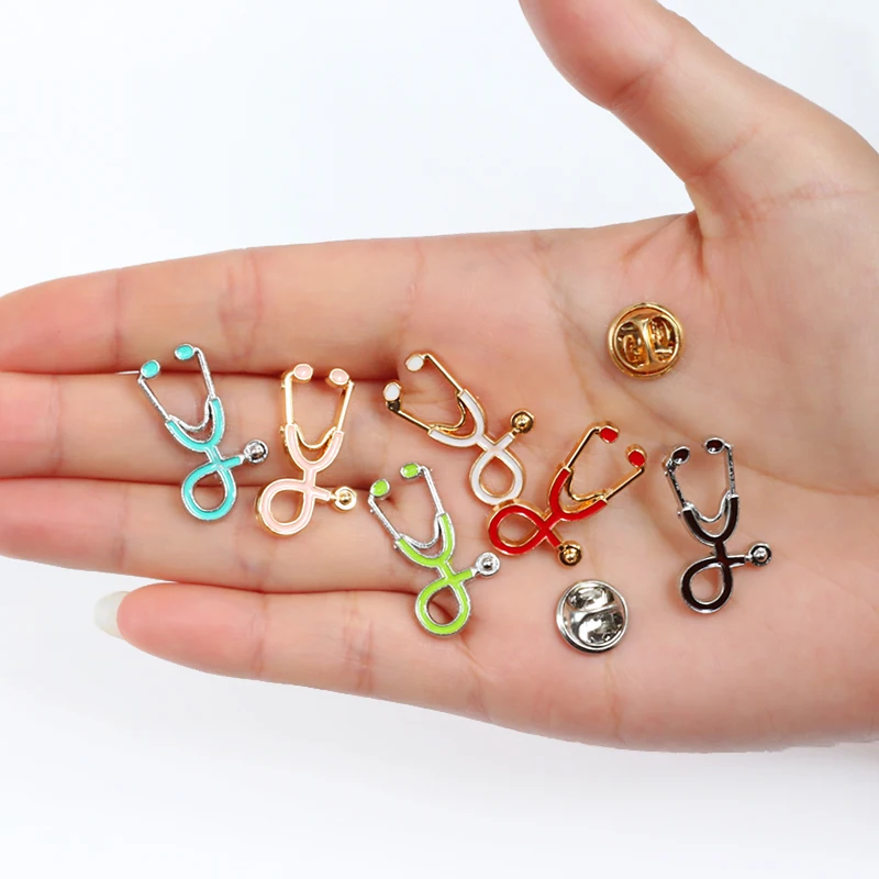 Doctor Nurse Mini Stethoscope Medical Brooch Colorful Enamel Lapel pin