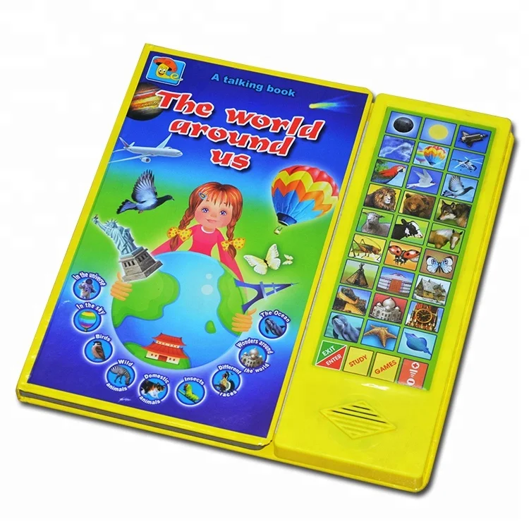 custom animal recordable  kids laptop children islamic sound books sound module for book  with push button
