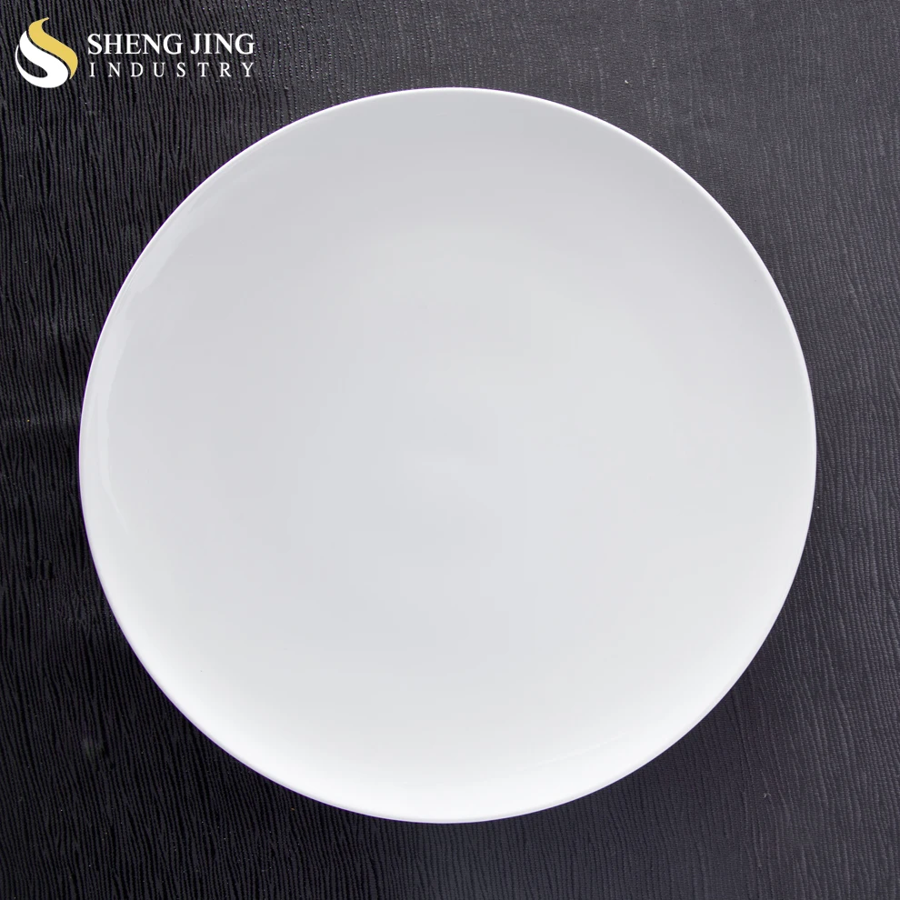Shengjing Cheap High Quality Custom Logo White Round Ceramic Dinnerware Restaurant Porcelain Dinner Plate