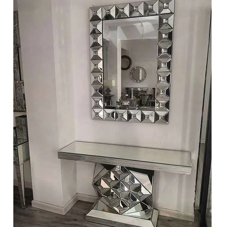 Italian style handmade beautiful mirror wall console table with recently mirror