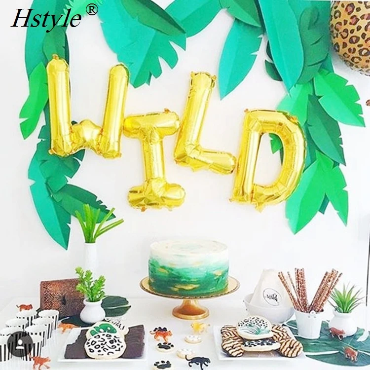 Надпись «Wild ONE», украшения для вечеринок с рисунком воздушных шаров листья тропической пальмы для Baby Shower или для вечеринки по случаю Happy для вечеринок по случаю Дня рождения SET273A